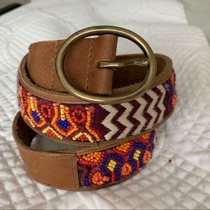 Beaded and Embroidered leather Belt